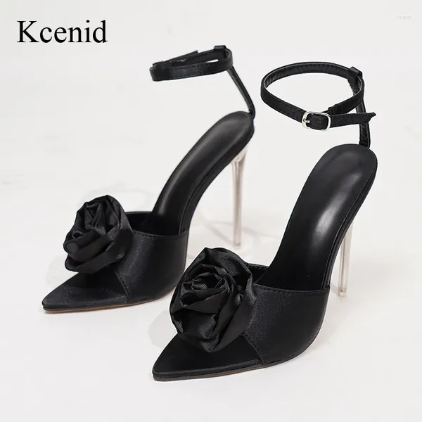 Sandales Kcenid Summer Femmes pointues Fashion Rose Fleur Stiletto Talons hauts Bouettes STRAP DAMES CHOIS