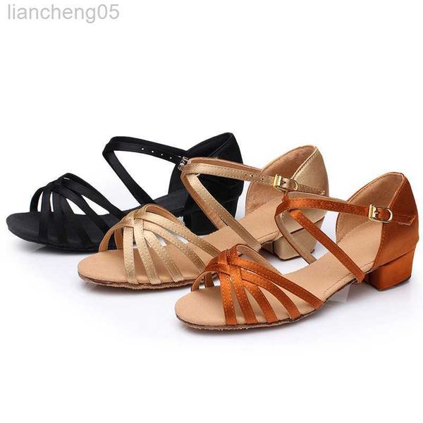 Sandalias para niños, zapatos de baile de alta calidad, recién llegados, sandalias para niñas, zapatos de salón para niños, Tango, Salsa, baile latino, zapatos de tacón bajo W0217