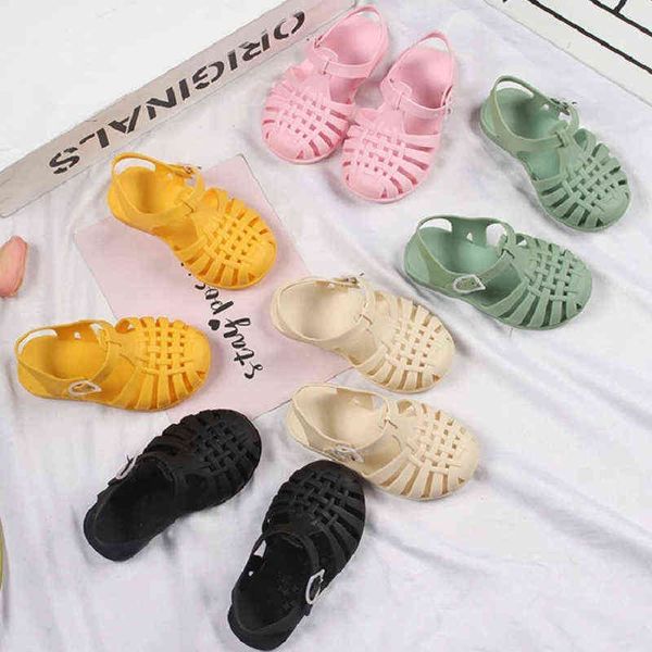 Sandalias Niños Niñas Recortes Antideslizante Primer Warker Zapatos de gelatina transpirables PVC Verano Niño Sandalias Sólido Lindo Colorido G220523