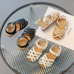 Sandalen kinderen meisjes mode sandalen schoenen maat 21-30 buckle open teen non-slip zachte bodem glijbanen sandalen prinses strand slipper