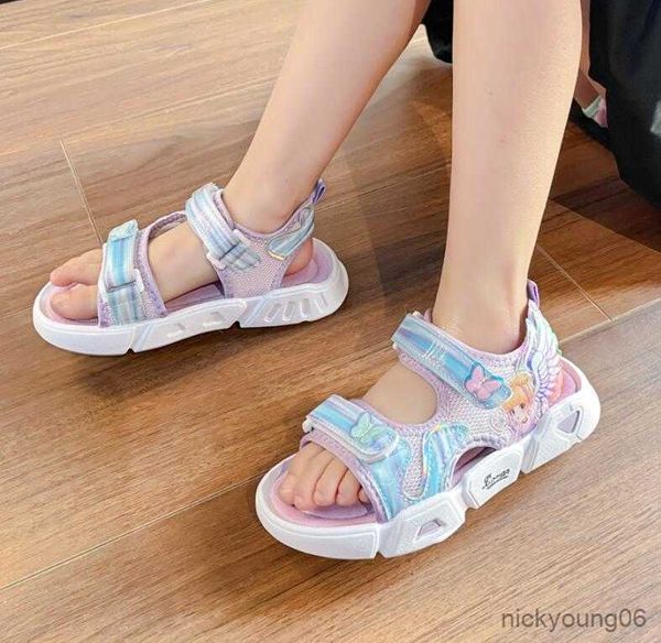 Sandales Enfants Nouveaux Sandales Plates Arc Strass Filles Princesse D'été En Cuir Chaussures Enfants Bout Ouvert Perle Plage Sandales Taille 21-30 R230529