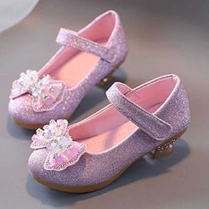 Sandales enfants effectuer princesse chaussures en cuir pour filles noeud danse mariage enfants chaussures à talons hauts filles sandales CSH1266