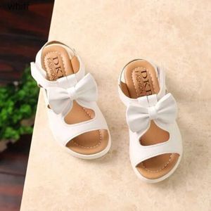 Sandalen Kinderschoenen 2023 Zomer Holle Platte Sandalen Zoete Strik Effen Meisjes Schoenen Baby Romeinse Sandalen Casual Zachte Zool Strand Schoenen SandaliasC24318