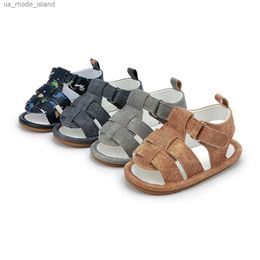 Sandals kidsun chaby baby sandals préscolaires garçons toile sandales non glissade première étape chaussures de cricket 0-18l240429