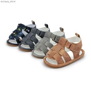 Sandals kidsun chaby baby sandals préscolaires garçons toile sandales non glissade première étape chaussures de cricket 0-18l240429