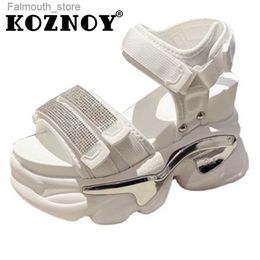 Sandales Koznoy 10cm Fashion Fashion Summer Chaussures Peep Toe Plateforme Céde Sandales Halo Femmes Loissine Sable de plage Das Mulheres Q240419