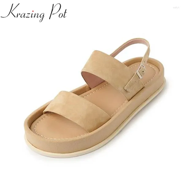 Sandalias Krazing Pot de oveja Siae Peep Toe Buckle Stores Punk Style Summer Plataforma sin desliz