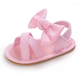 Sandalias Kruleepo Infant Baby Bowtie Canvas Zapatos de tela Nacidos Niños Niños Niños pequeños Schuhe Air Mesh Verano Sandalias Slipper Mulas