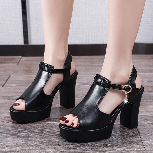 Sandalias damas zapatos de tacón alto grueso sandalia de cuña con plataforma mujer vestido de verano 2024 zapato de mujer femenino