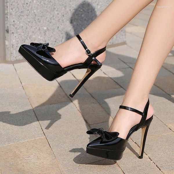 Sandals dames thetto chaussures pointues orteil arc sexy mode 12cm talon 2,5 cm plateforme wz