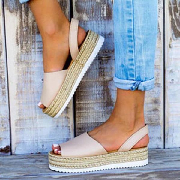 Sandalias Damas Summer Flat Platform Flat Turning Bote-Bottom-Bottom Toe Cuaradas sólidas Mujeres zapatos romanos Mujer