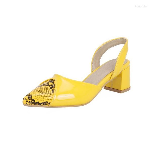 Sandalias Lady Colores mezclados Zapatos elegantes 5 cm Correa trasera Zapatos de tacón alto Ajuste ancho 50 Verde Amarillo Mujer 2023 Llegadas