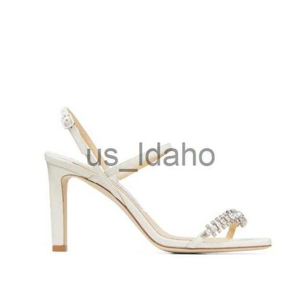 Sandales Lady mariage sandale talons hauts marque designer chaussures pompes de luxe Meira 85mm Latte Nappa Sandales avec Crystal Leaf Embellissement 35-42 J230616