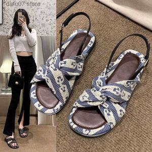 Sandalen Grote Boheemse Roman voor dames zomer uitloper 2023 Fairy Style platte bodem uit één stuk met zacht strand CoolH240313