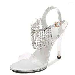 Sandalias Tamaño grande 35-43 Zapatos de mujer transparentes de tacón súper alto sexy de 11 cm para discoteca