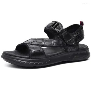 Sandals cuir hommes noir