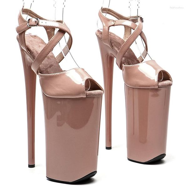 Sandals Leecabe 26cm / 10 pouces brillantes brevet Pu Upper Open Toe High Heel Plateforme sexy exotique Pole Pole Dance chaussures