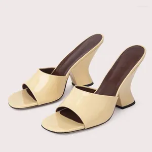 Sandals Leehmzay Taille 34-43 Femmes Mules Real Cuir Heals High Talons Summer 2024 INS SHOIRS SEXY LUSURY PARTY SLIDSEMENTS