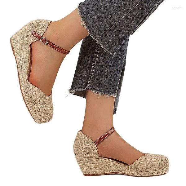 Sandales LIHUAMAO Top Qualité Espadrilles Chaussures Wedge Talon Cheville Plateforme Plate-Forme Bureau Dame Confort Casual