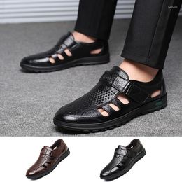 Sandalen Lin King Men Pu Leather Ademen Hollow Out Man Office Werkschoenen Slippen op zomer luie loafers Non Beach