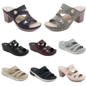 Sandalias bajas 2024 zapatos de mujer tacones de verano superficie de malla ocio mamá negro blanco rojo verde tamaño grande 36-42 O19-1 gai 584