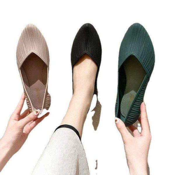 Sandalias zapatos impermeables bajos Botas de lluvia Mujeres Summer para adultos Moda de goma Jelly Sandalias de punta de punta poco profunda 230417