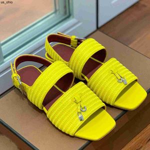 Sandalen LP PIANA Sandalen Zomer Raffia Charms String Flattie open teen schoenen Platte hakken vrouwen Luxe Ontwerpers lederen buitenzool Casual Party schoenen fabrieksschoeisel J23