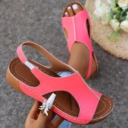 Sandalen lucyever plus size dameswedge hakken zomer 2024 slip op platform sandles dames open teen non sandalias mujer