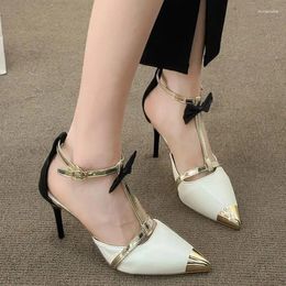 Sandals Luxury 2024 Putte Teen High Heeled Bowknot Shoes Women Hollow Metal Dames Heels Mule Talon Femme