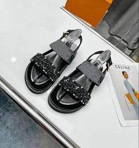 Sandalen luxe vrouwen paseo plat comfort sandalen zomers denim slippers slijbanen slijpen slip flops slipper maat 3542