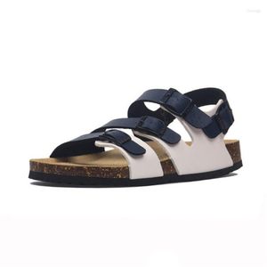 Sandalen mannelijke mode buckle cork flats 2022 mannen zomer strand patchwork casual buiten niet-slip schoenen voor paar zwarte wit enals