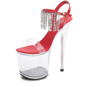 Sandals Mclubgirl Catwalk Modèles Chaussures Stiletto Plateforme imperméable noire sexy 20cm High Heel Mariage d'été Lfdsandals