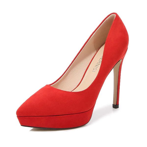 Sandales Mclubgirl Fashion Model Catwalk Banquet Chaussures pour femmes Plate-forme imperméable en daim Sexy Red High Heels Plus Size Shoes Wz G230211