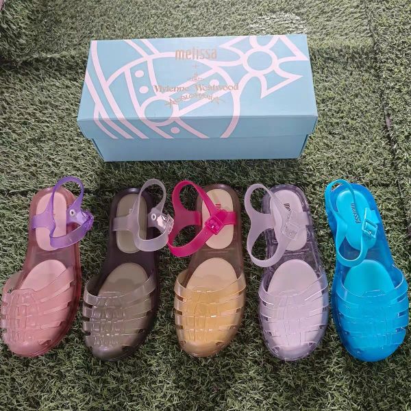 Sandalias Melissa Women's Jelly Shoes 2023 Nuevas sandalias Hollow Out Sandals Retro Ladies Flat Beach Zapatos SM119