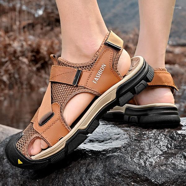 Sandals Men 2023 Fashion Summer Man Beach Leather Luxury Luxury Outdoor Casual Shoes Male