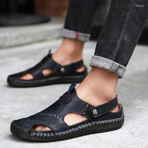 Sandalias Chappals antideslizantes resistentes al desgaste de cuero de pu casual para hombres