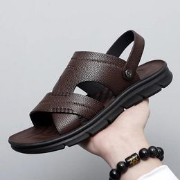 Sandals Men Classic Top Layer Cow Hide Business Beach Chaussures Anti Slip and Wear Ressistant Slippers Size 38-46