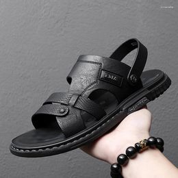 Sandals hommes en cuir Summer Casual Chaussures Roman plage de hombre cuero un gros orteil