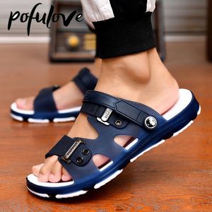 Sandals Men Pofulove pour les chaussures de créateurs Summer Beach Slippers Fashion non glissée Durable Casual Shoe Gladiator Zapatos Eva 6527