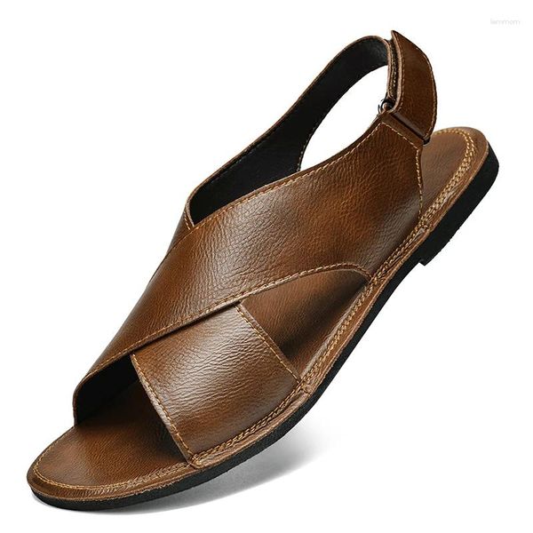 Sandals en cuir d'été masculin confortable MASSAGE MASSAGE décontractée sans glissement.