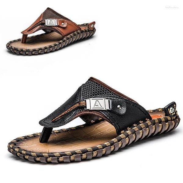 Sandalias de verano para Hombre, chanclas planas con punta de Clip para la playa, zapatos para Hombre, Sandalias antideslizantes transpirables de moda de talla grande 48 para Hombre