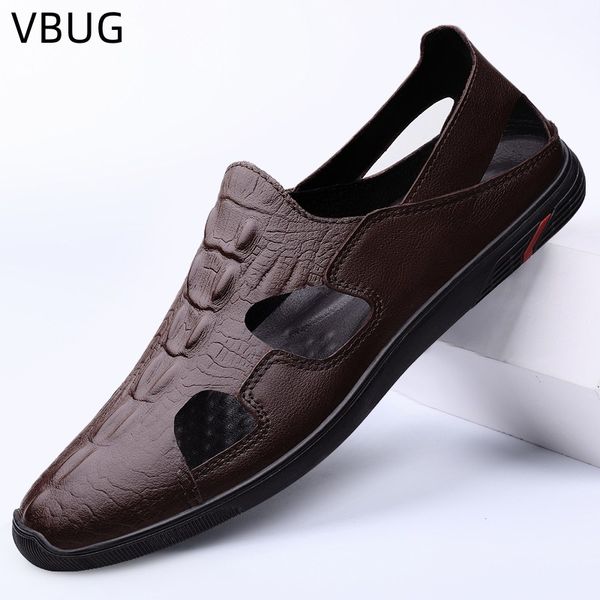 Sandalias de verano para hombre, sandalias informales, deportivas, informales, con punta redonda, 2023, nuevo precio bajo, envío gratis, superventas, piel de vaca de dos capas