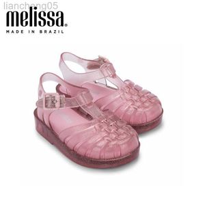Sandals Mini 2022 Girl's Roma Jelly Sandalen Princess Sparkle Fashion Jelly Shoes Kids Candy Color Beach Wear For Children W0327