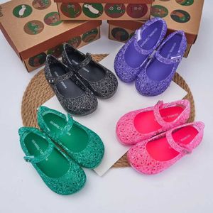 Sandals mini melissa kinderschoenen casual schoenen baby kinderen jelly kleur geweven holle sandaalmeisje zachte zolen anti-slip strandschoenen 240423