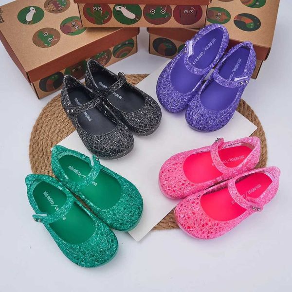 Sandales Mini Melissa Chaussages Chaussages décontractés Baby Kids Jelly Couleur tissée Sandale Hollow Girl Soft Souches