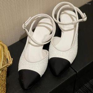 Sandalen gemengde kleuren lovertjes vrouwen puntige teen hoge hakken feestkleding schoenen sexy lage hiel sandalias de las mujeres