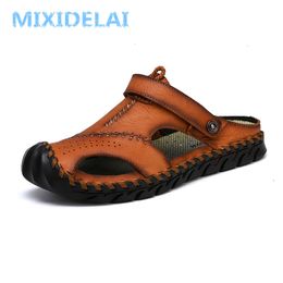 Sandales MIXIDELAI grande taille 3848 en cuir véritable hommes sandales été qualité plage pantoufles espadrilles décontractées en plein air romain plage chaussures 230505