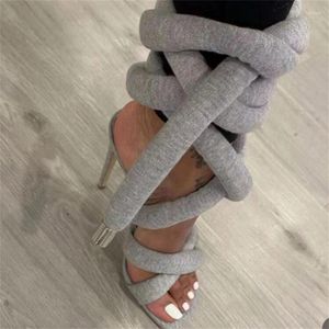 Sandalen mkkhou Fashion vrouwen platte mond open teen gepersonaliseerde enkel veter omhoog hoge hiel moderne straatmeisje stijl