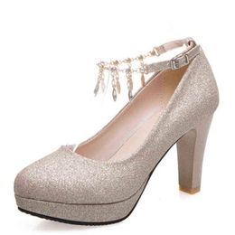 Sandalias Mode Vrouwelijke Hoge Hakken Sexy Schoenen Luxe Goud Zilver Roze Vrouwen Pumps Elegante Party Office Trouwschoenen Designer 220427