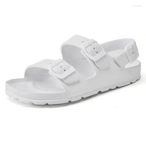 Sandalen MS F97 Summer Cool Slippers gespen Fashion Comfortabele Neri Super Light Eva Sole Non-Slip Peep-Toe Flat